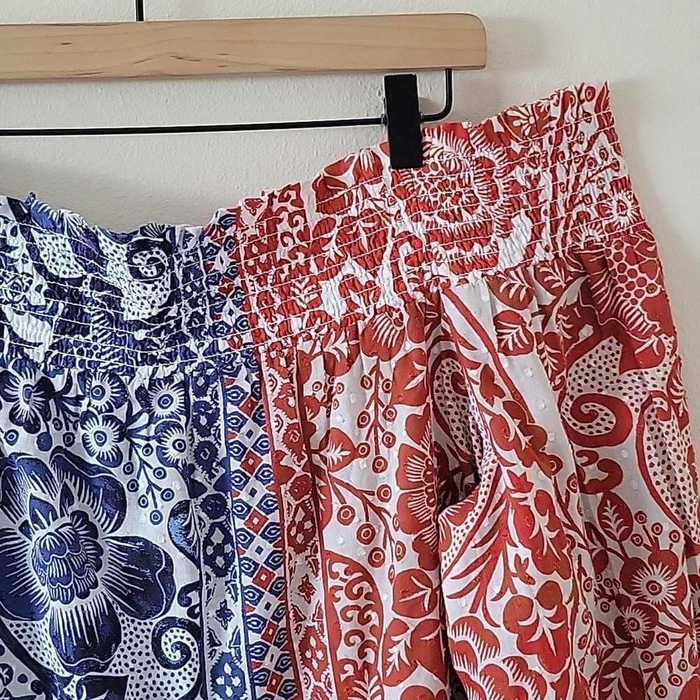 Chico's Off the Shoulder Blue Orange Blouse Size Large/14 - Picture 3 of 9